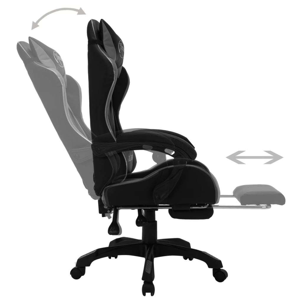 Gaming-Stuhl mit RGB LED-Leuchten Grau und Schwarz Kunstleder - Premium Bürostühle - Just €279.12! Shop now at homesales4u