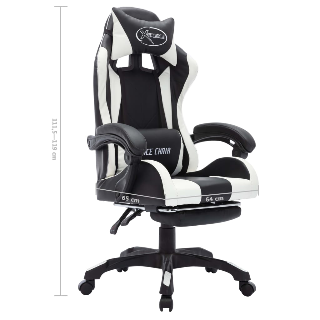 Gaming-Stuhl mit RGB LED-Leuchten Weiß und Schwarz Kunstleder - Premium Bürostühle - Just €243.07! Shop now at homesales4u