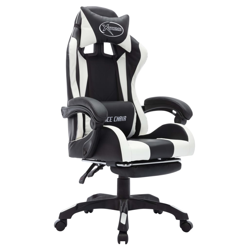 Gaming-Stuhl mit RGB LED-Leuchten Weiß und Schwarz Kunstleder - Premium Bürostühle - Just €243.07! Shop now at homesales4u