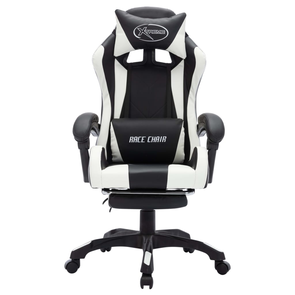 Gaming-Stuhl mit RGB LED-Leuchten Weiß und Schwarz Kunstleder - Premium Bürostühle - Just €243.07! Shop now at homesales4u