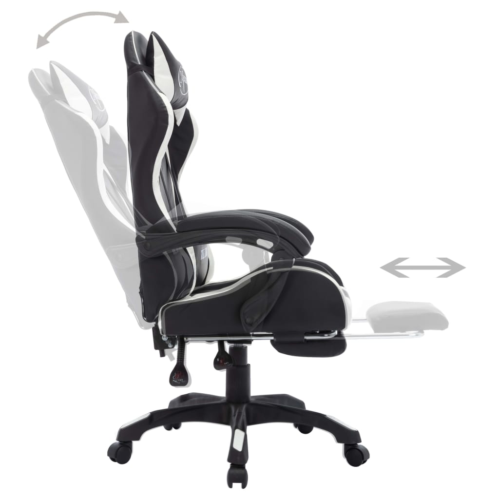 Gaming-Stuhl mit RGB LED-Leuchten Weiß und Schwarz Kunstleder - Premium Bürostühle - Just €243.07! Shop now at homesales4u
