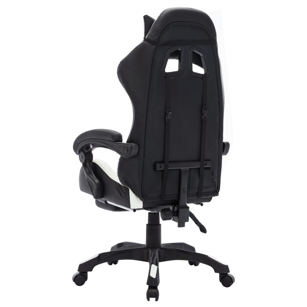 Gaming-Stuhl mit RGB LED-Leuchten Weiß und Schwarz Kunstleder - Premium Bürostühle - Just €243.07! Shop now at homesales4u
