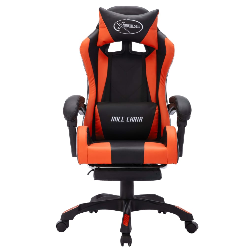 Gaming-Stuhl mit RGB LED-Leuchten Orange und Schwarz Kunstleder - Premium Bürostühle - Just €229.98! Shop now at homesales4u