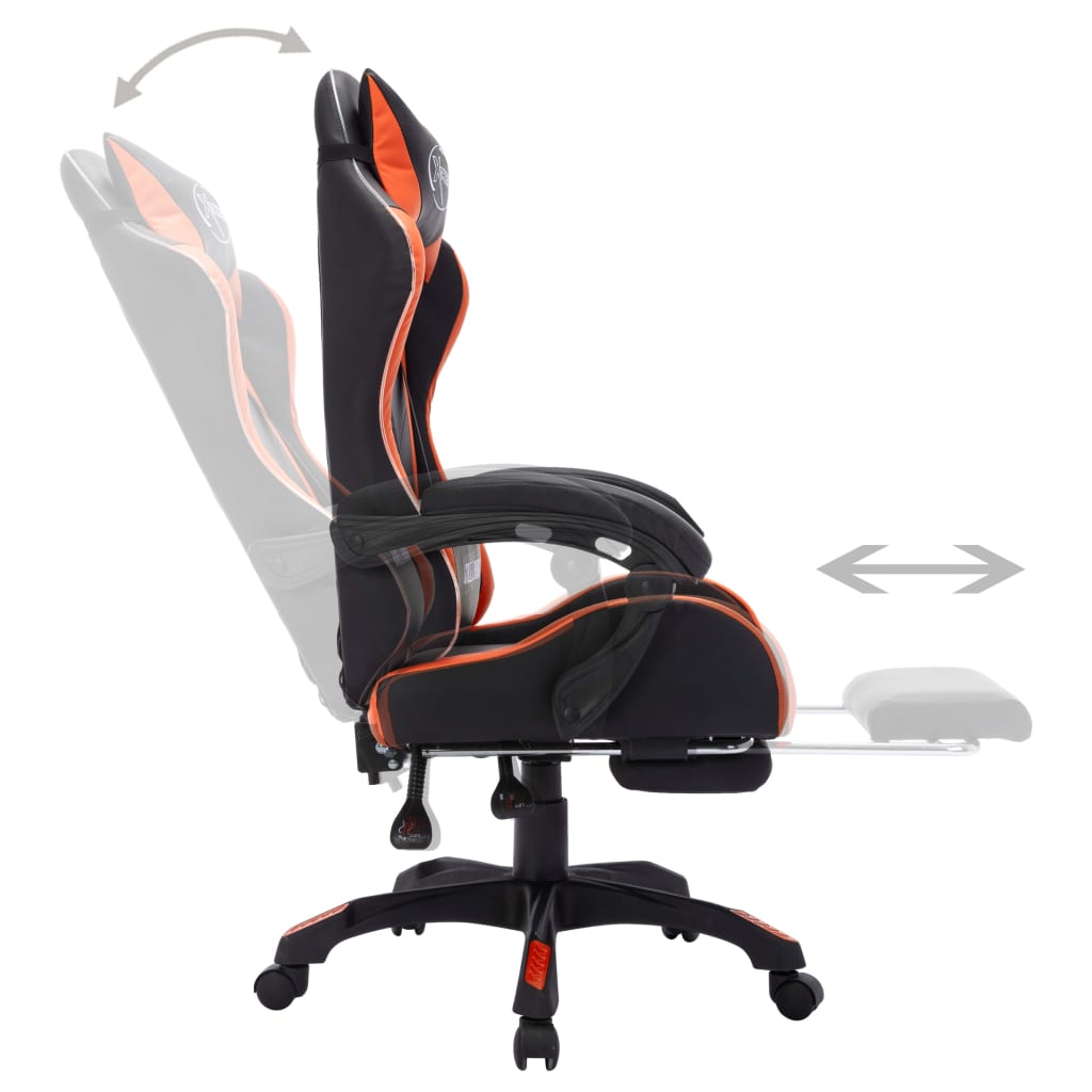 Gaming-Stuhl mit RGB LED-Leuchten Orange und Schwarz Kunstleder - Premium Bürostühle - Just €229.98! Shop now at homesales4u