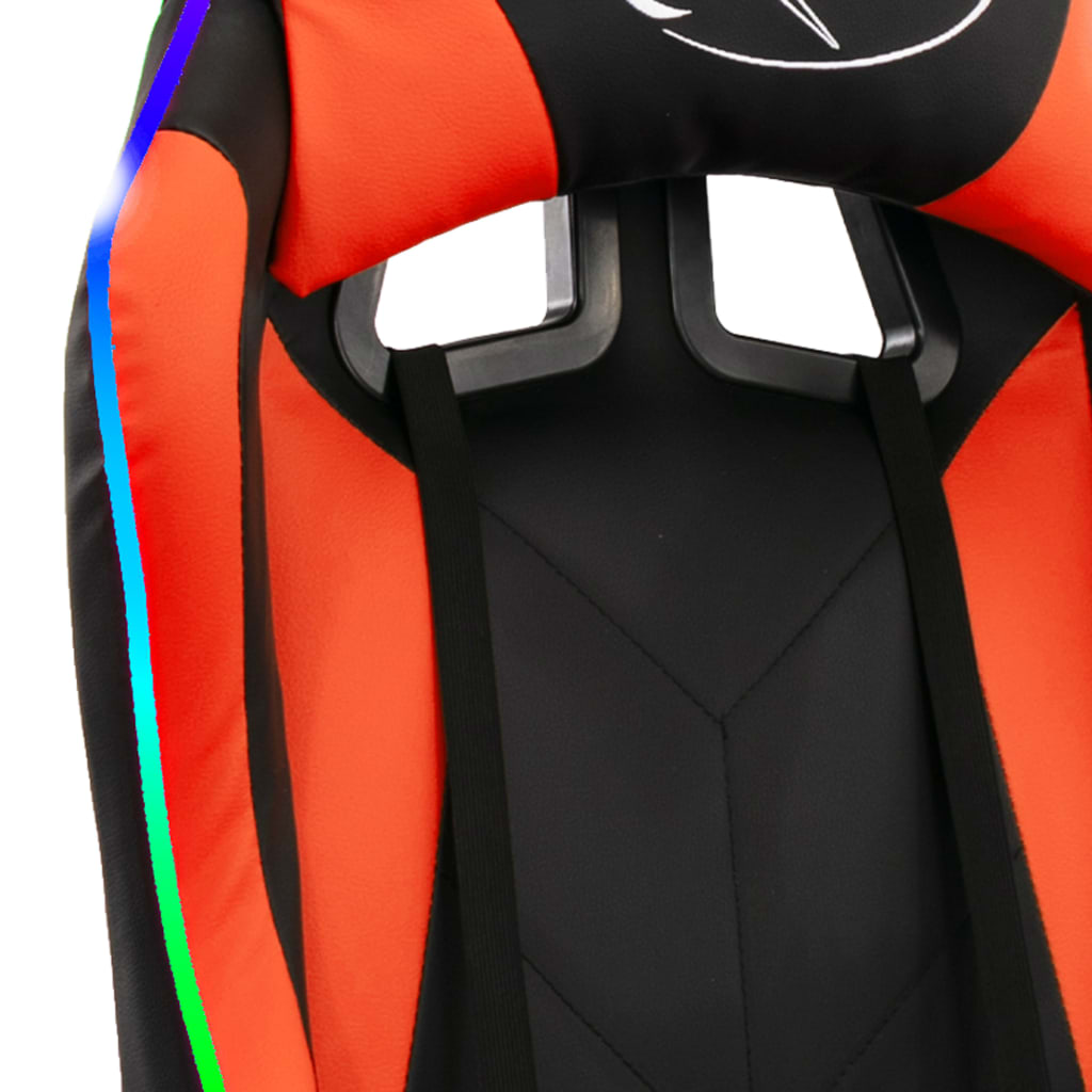 Gaming-Stuhl mit RGB LED-Leuchten Orange und Schwarz Kunstleder - Premium Bürostühle - Just €229.98! Shop now at homesales4u