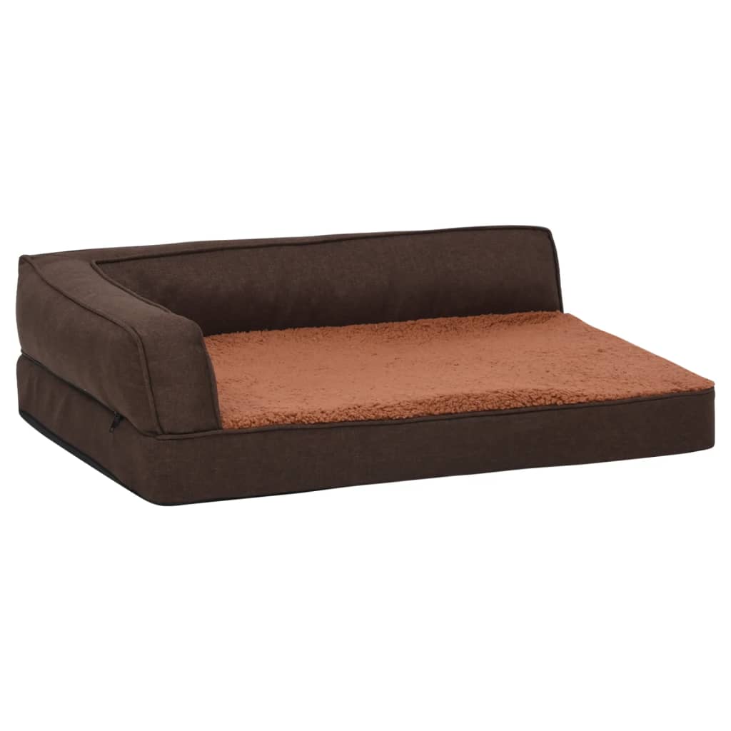 Hundematratze Ergonomisch 60x42 cm Leinenoptik Fleece Braun - Premium Hundebetten - Just €52.50! Shop now at homesales4u