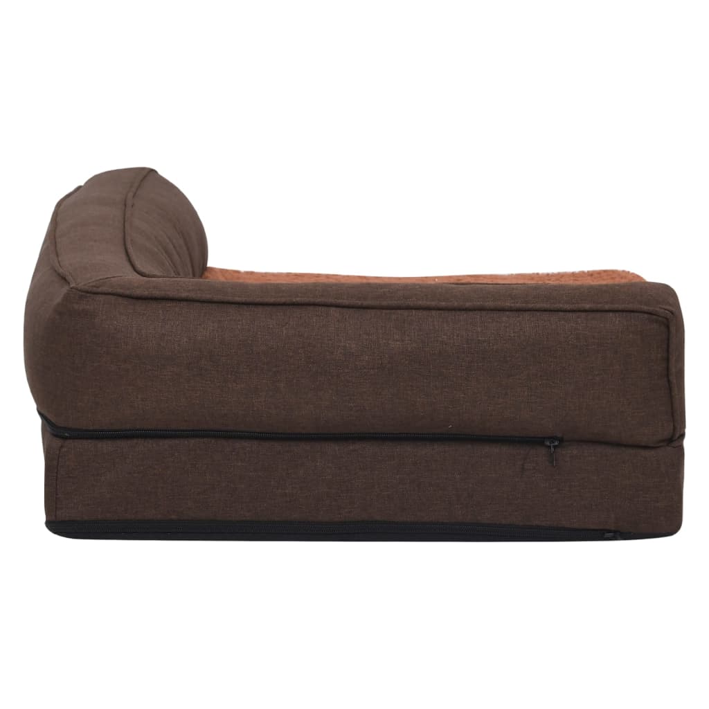 Hundematratze Ergonomisch 60x42 cm Leinenoptik Fleece Braun - Premium Hundebetten - Just €52.50! Shop now at homesales4u