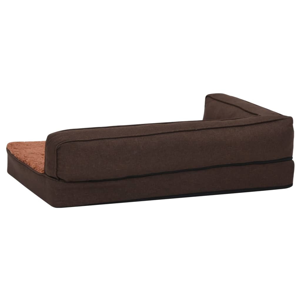 Hundematratze Ergonomisch 60x42 cm Leinenoptik Fleece Braun - Premium Hundebetten - Just €52.50! Shop now at homesales4u