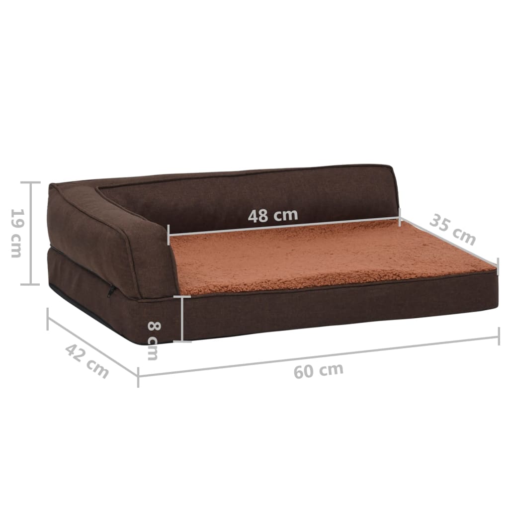 Hundematratze Ergonomisch 60x42 cm Leinenoptik Fleece Braun - Premium Hundebetten - Just €52.50! Shop now at homesales4u