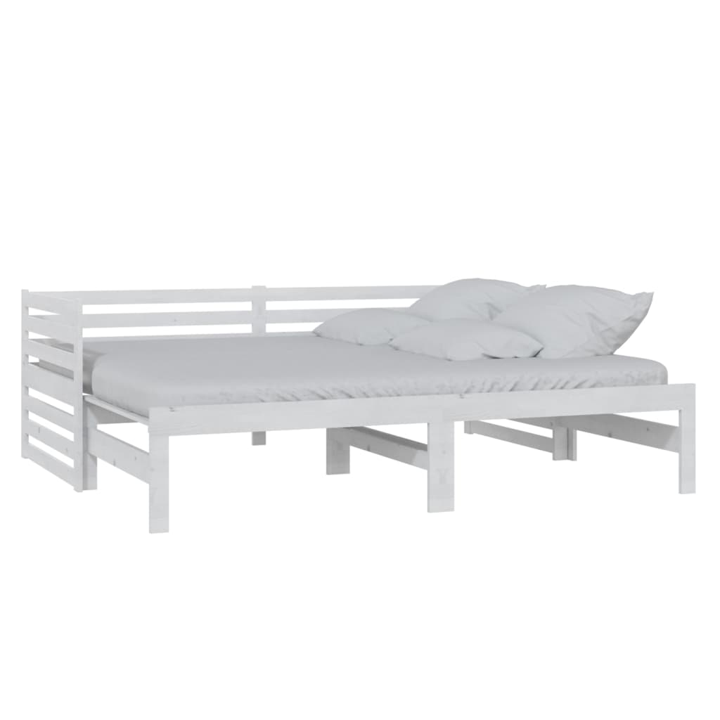 Ausziehbares Tagesbett Weiß Massivholz Kiefer 2x(90x200) cm - Premium Betten & Bettgestelle - Just €271.47! Shop now at homesales4u