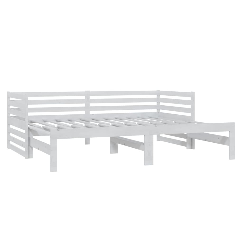 Ausziehbares Tagesbett Weiß Massivholz Kiefer 2x(90x200) cm - Premium Betten & Bettgestelle - Just €271.47! Shop now at homesales4u