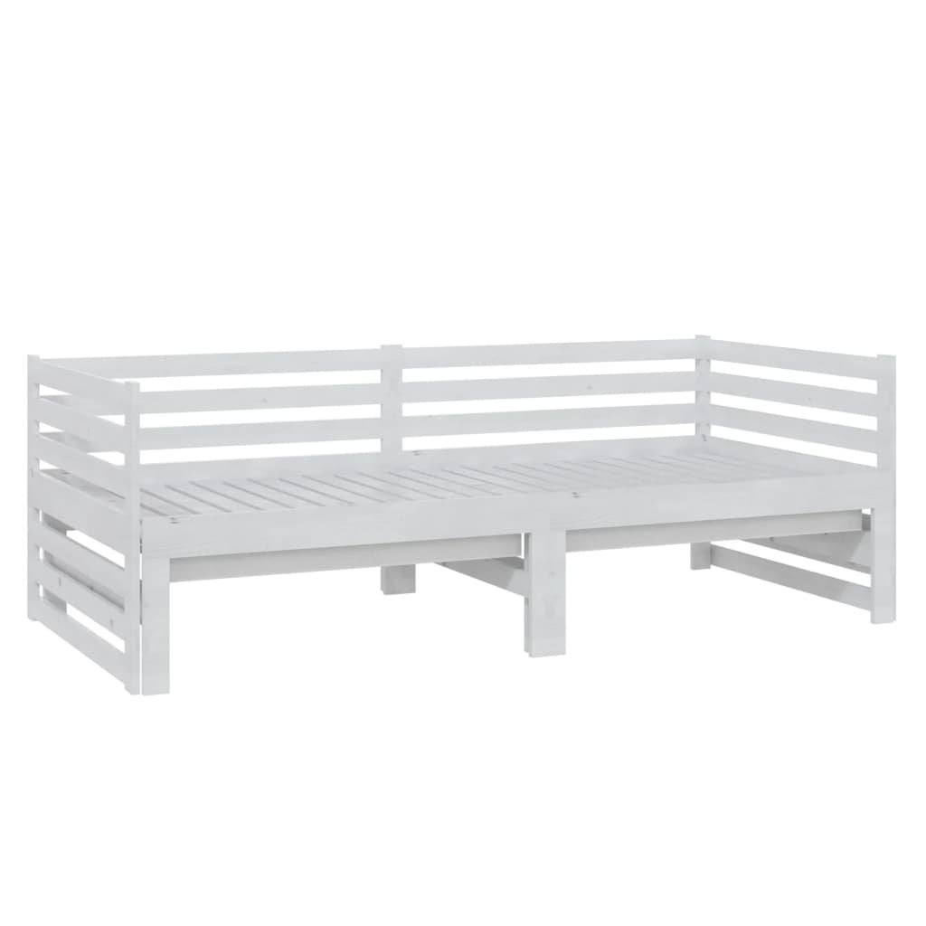 Ausziehbares Tagesbett Weiß Massivholz Kiefer 2x(90x200) cm - Premium Betten & Bettgestelle - Just €271.47! Shop now at homesales4u