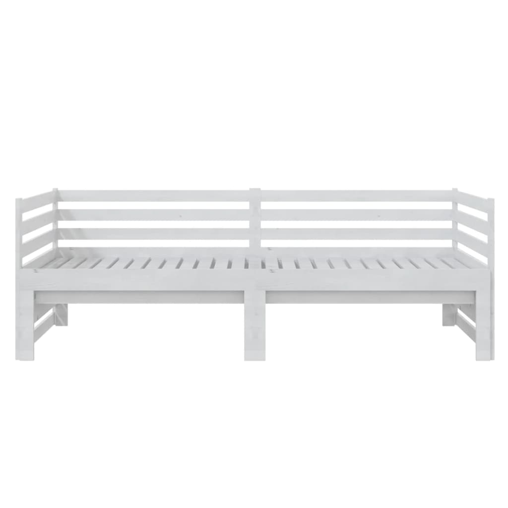 Ausziehbares Tagesbett Weiß Massivholz Kiefer 2x(90x200) cm - Premium Betten & Bettgestelle - Just €271.47! Shop now at homesales4u