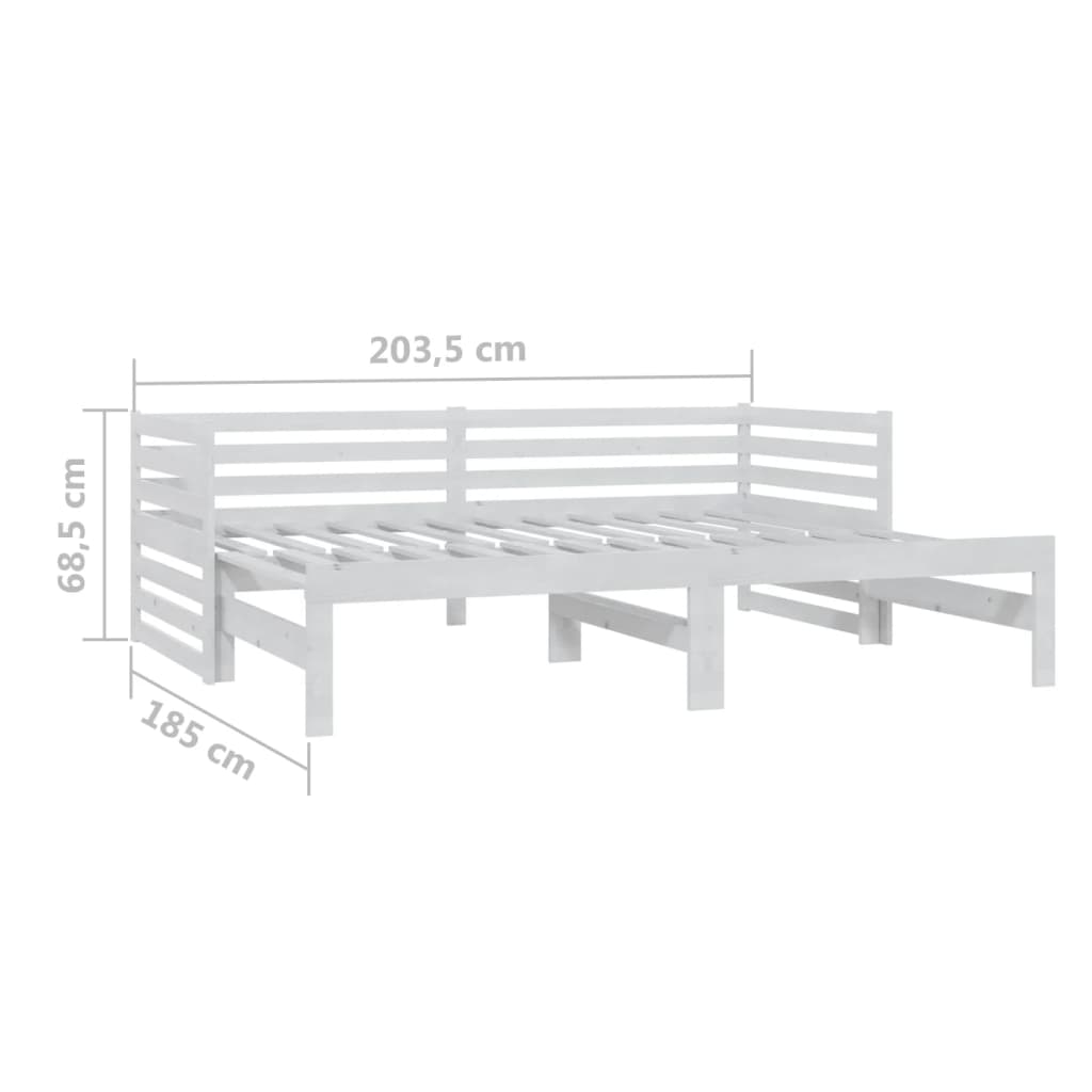 Ausziehbares Tagesbett Weiß Massivholz Kiefer 2x(90x200) cm - Premium Betten & Bettgestelle - Just €271.47! Shop now at homesales4u