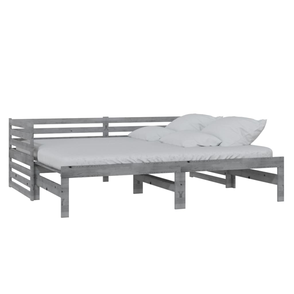 Ausziehbares Tagesbett Grau Massivholz Kiefer 2x(90x200) cm - Premium Betten & Bettgestelle - Just €277.71! Shop now at homesales4u