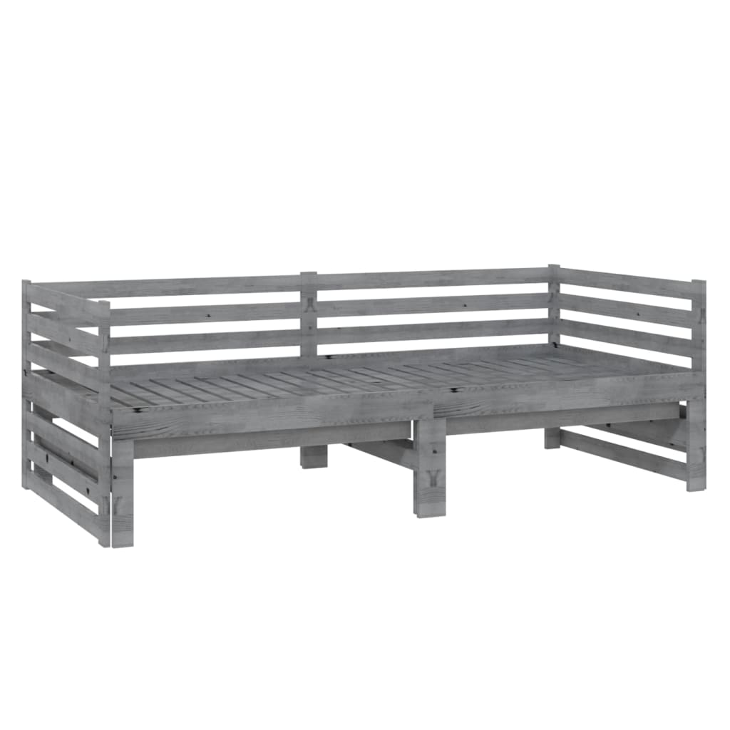 Ausziehbares Tagesbett Grau Massivholz Kiefer 2x(90x200) cm - Premium Betten & Bettgestelle - Just €277.71! Shop now at homesales4u