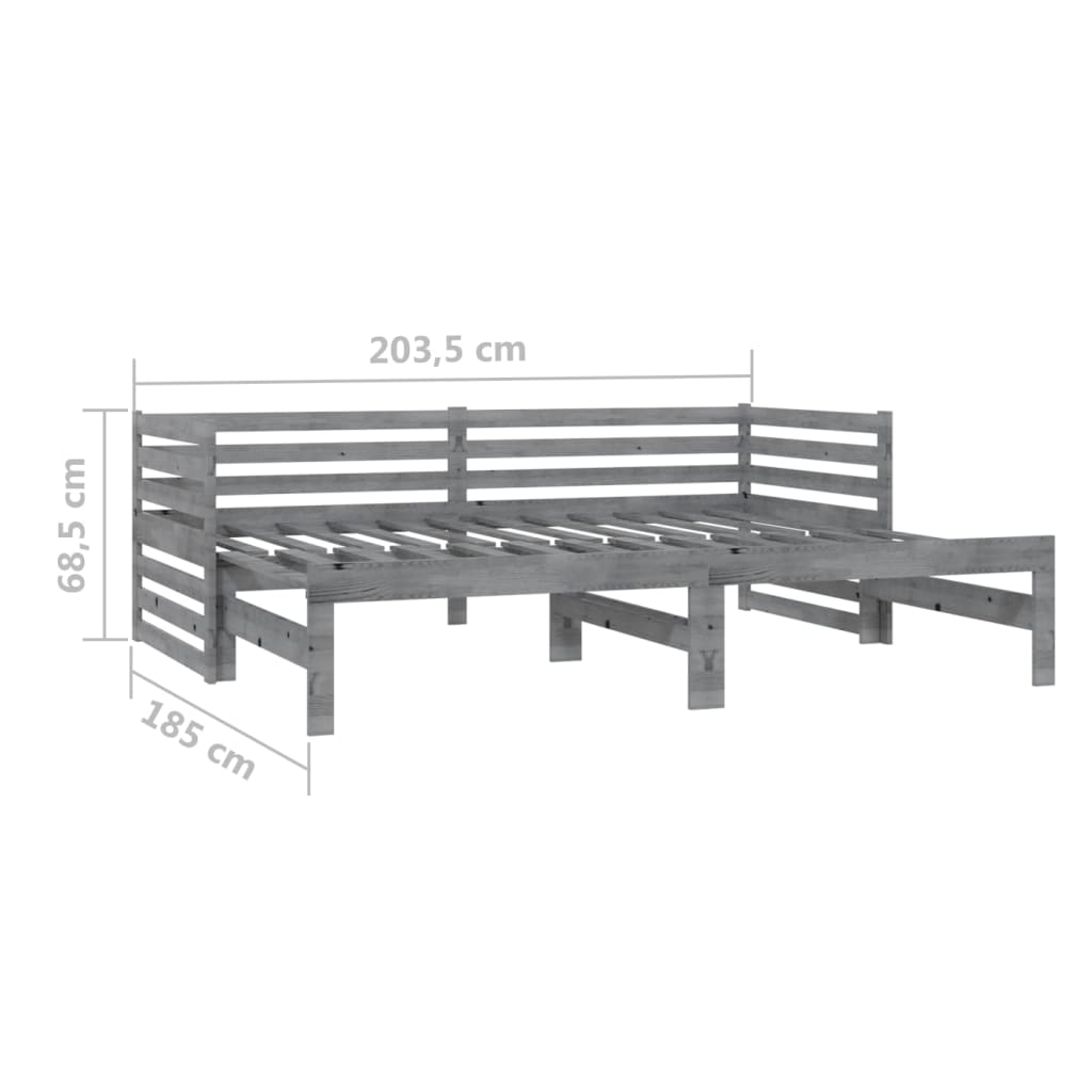 Ausziehbares Tagesbett Grau Massivholz Kiefer 2x(90x200) cm - Premium Betten & Bettgestelle - Just €277.71! Shop now at homesales4u