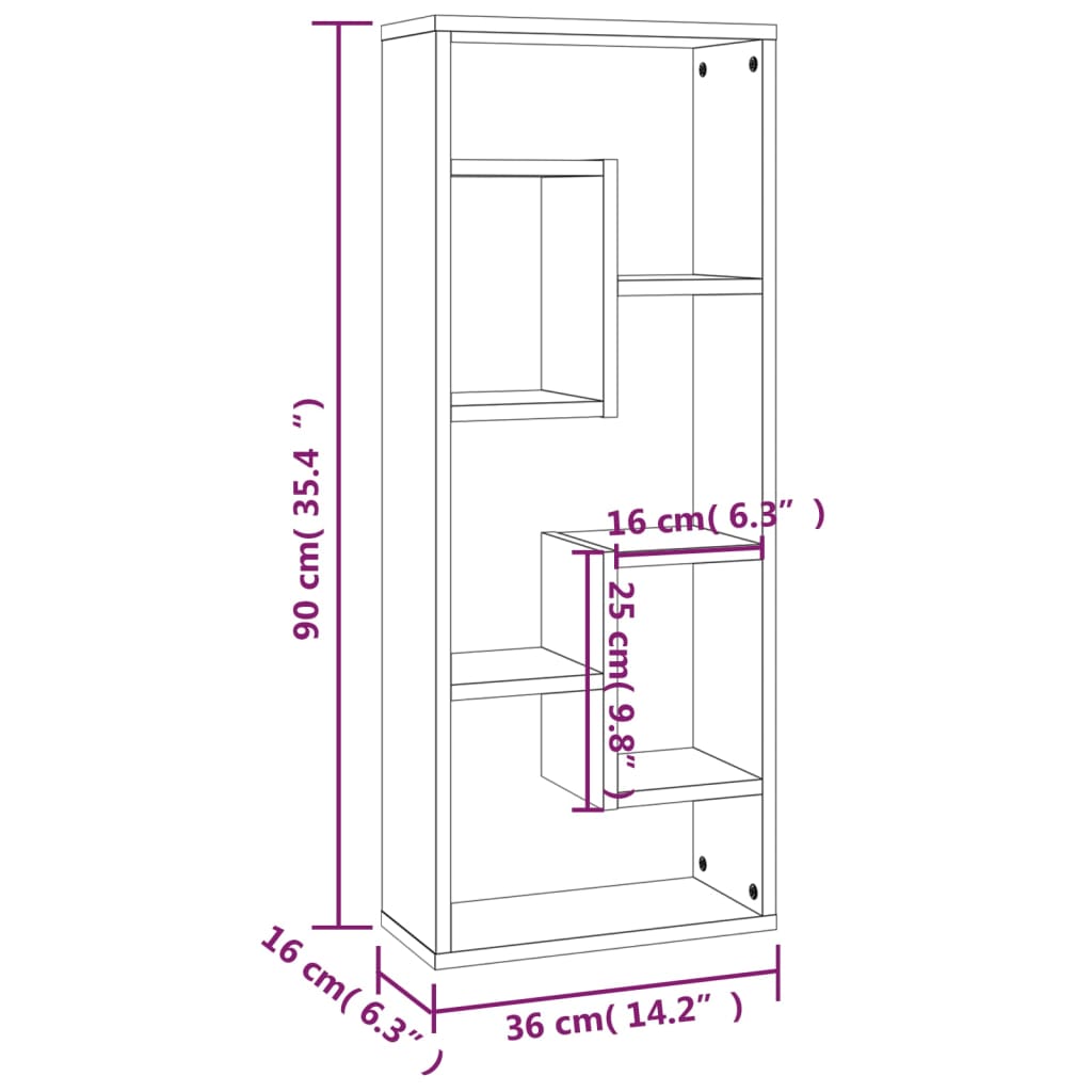 Wandregal Grau Sonoma 36x16x90 cm Holzwerkstoff - Premium Wandregale - Just €40.95! Shop now at homesales4u