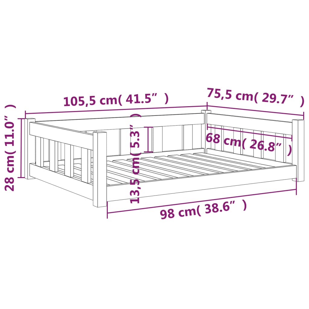 Hundebett 105,5x75,5x28 cm Massivholz Kiefer - Premium Hundebetten - Just €112.25! Shop now at homesales4u