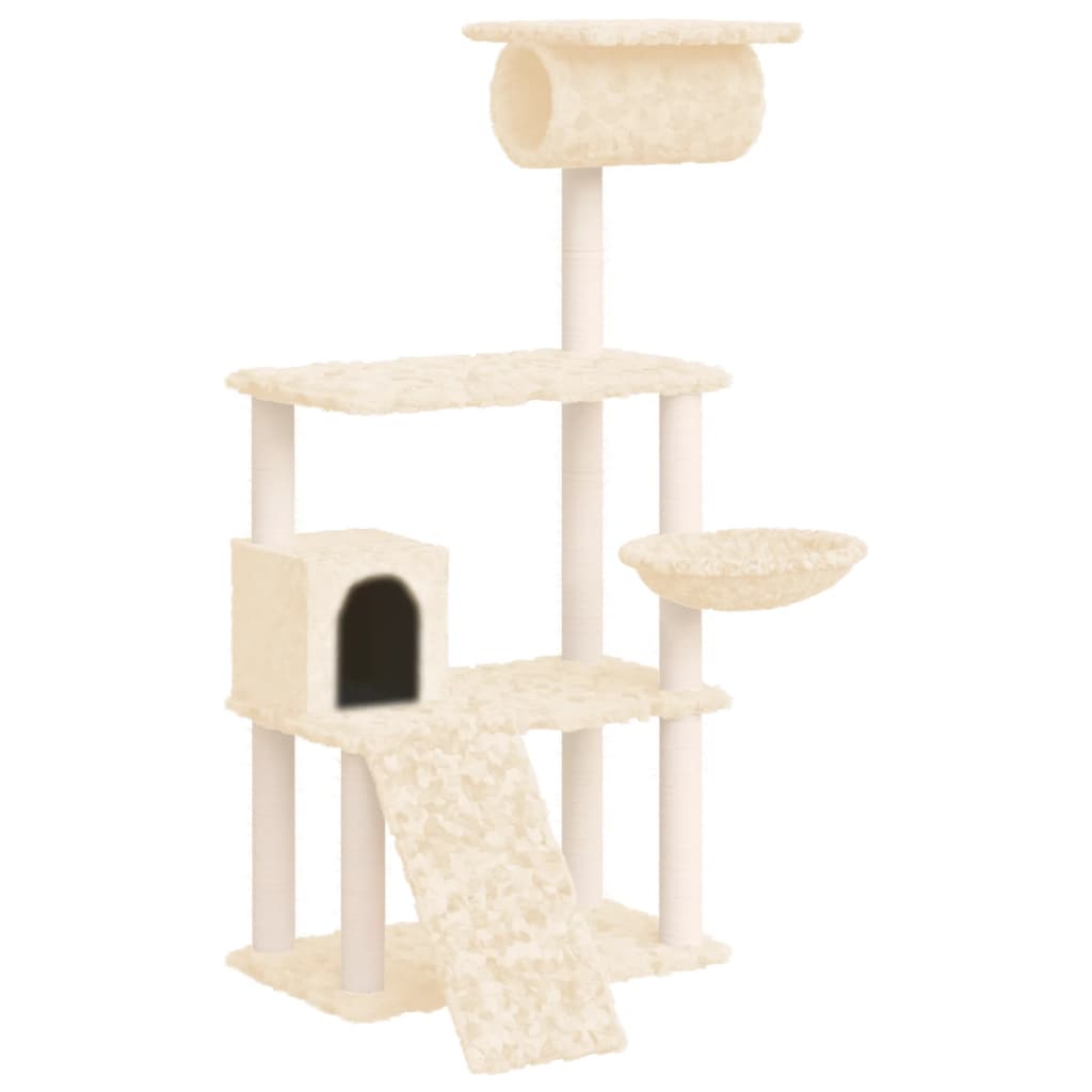 Kratzbaum mit Sisal-Kratzsäulen Creme 131 cm - Premium Kratzbäume - Just €79.20! Shop now at homesales4u