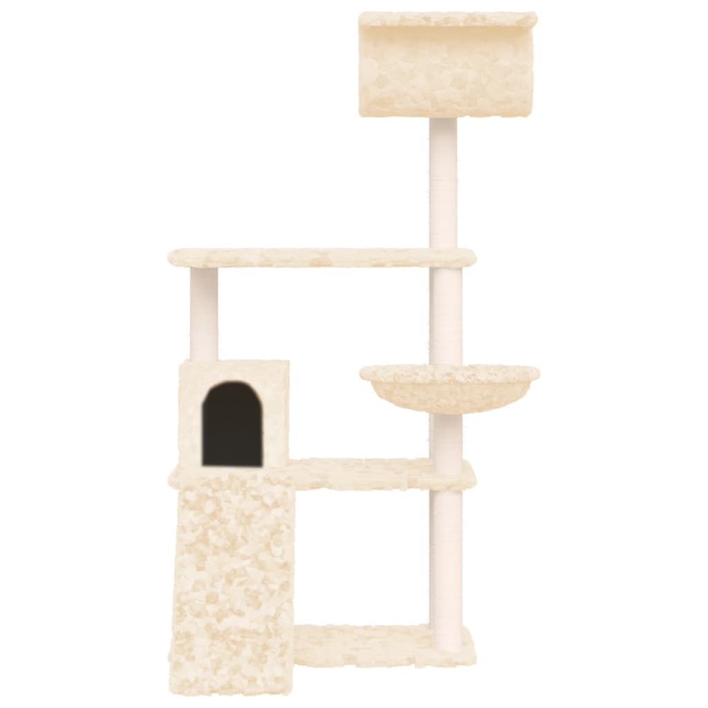 Kratzbaum mit Sisal-Kratzsäulen Creme 131 cm - Premium Kratzbäume - Just €79.20! Shop now at homesales4u