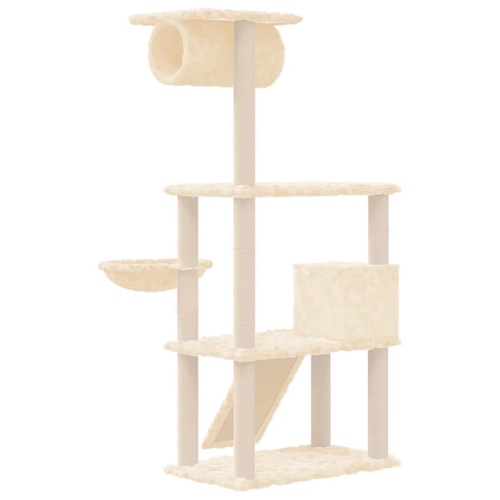 Kratzbaum mit Sisal-Kratzsäulen Creme 131 cm - Premium Kratzbäume - Just €79.20! Shop now at homesales4u