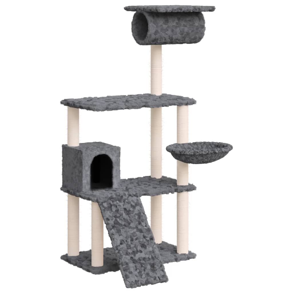 Kratzbaum mit Sisal-Kratzsäulen Dunkelgrau 131 cm - Premium Kratzbäume - Just €75.67! Shop now at homesales4u