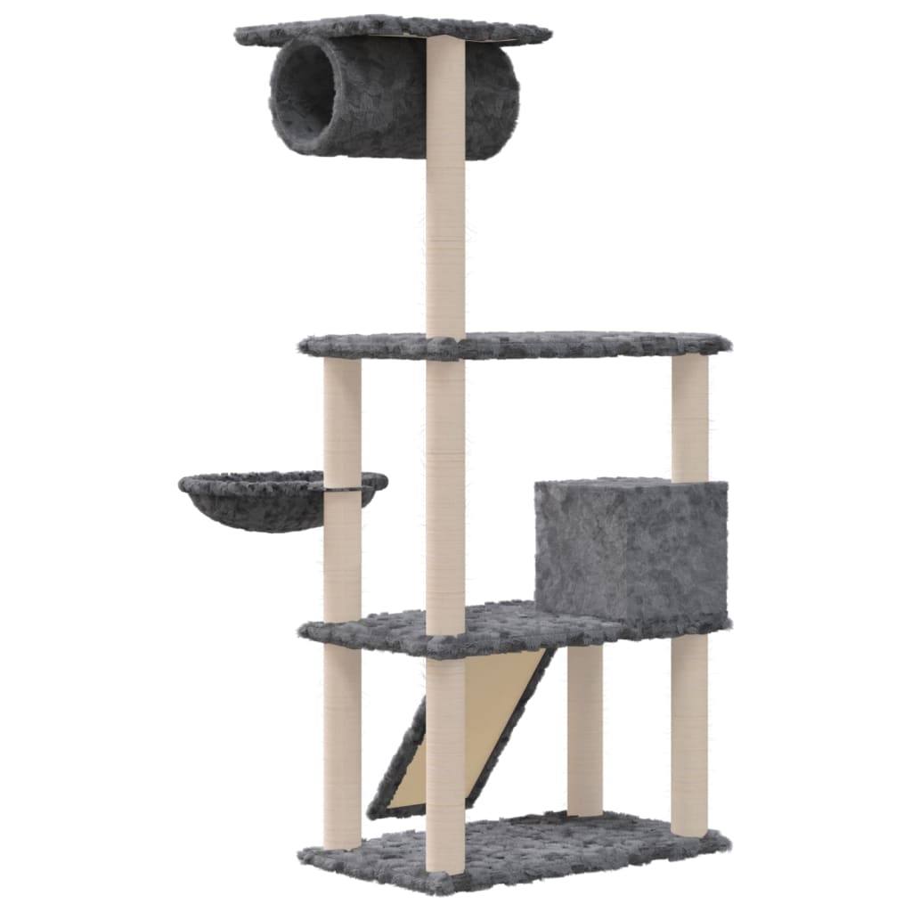 Kratzbaum mit Sisal-Kratzsäulen Dunkelgrau 131 cm - Premium Kratzbäume - Just €75.67! Shop now at homesales4u