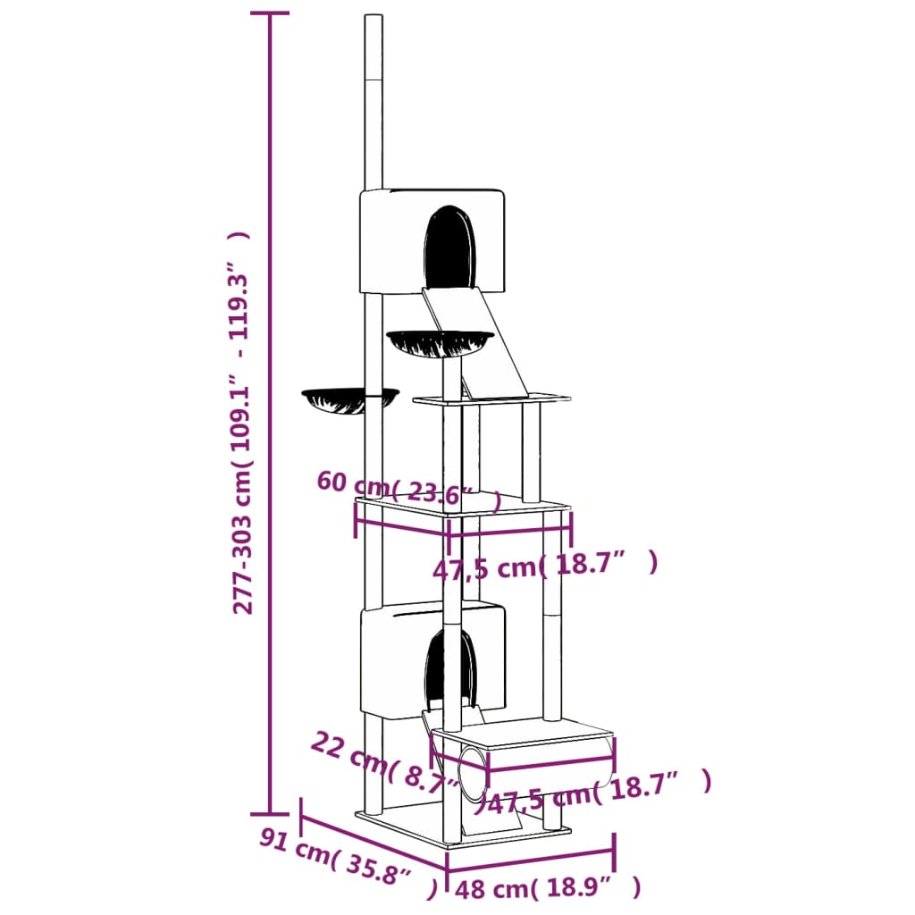 Kratzbaum Deckenhoch Dunkelgrau 277-303 cm - Premium Kratzbäume - Just €142.96! Shop now at homesales4u