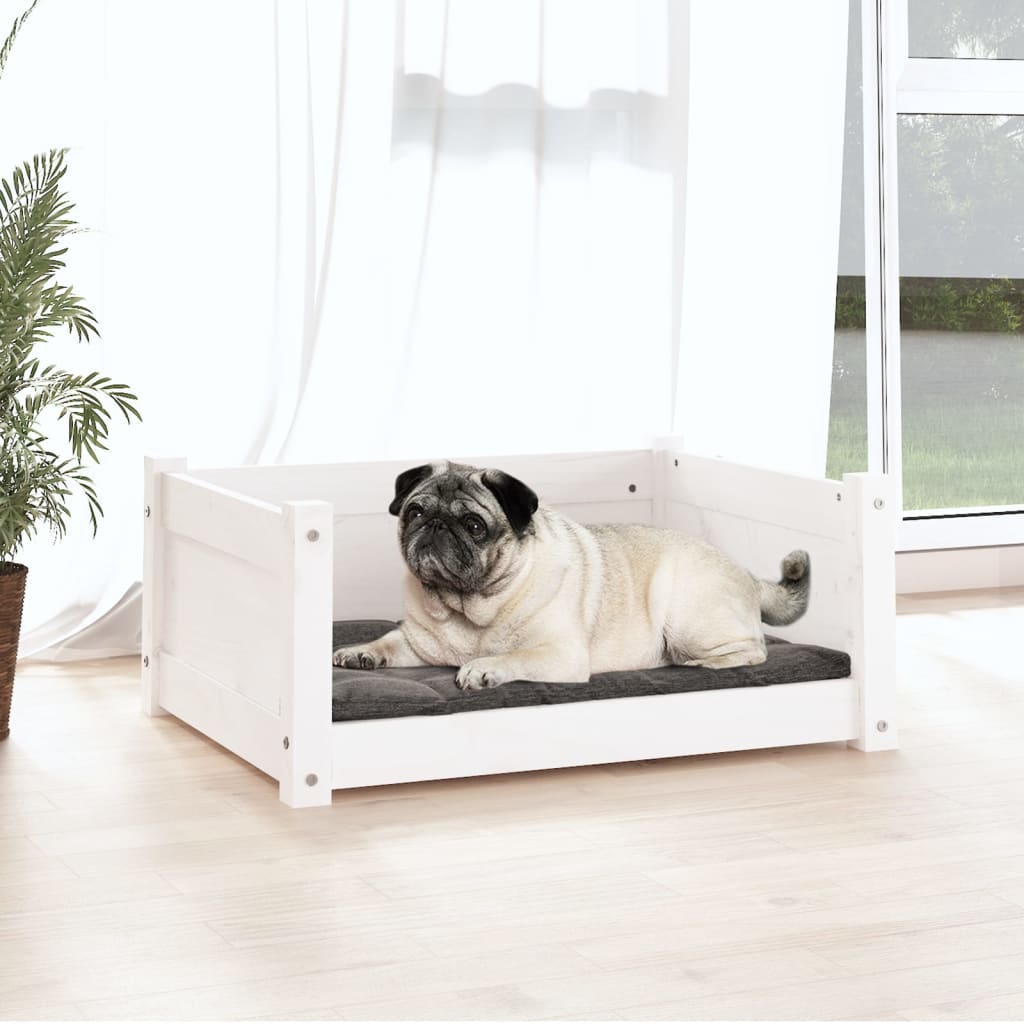 Hundebett Weiß 65,5x50,5x28 cm Massivholz Kiefer - Premium Hundebetten - Just €83.30! Shop now at homesales4u
