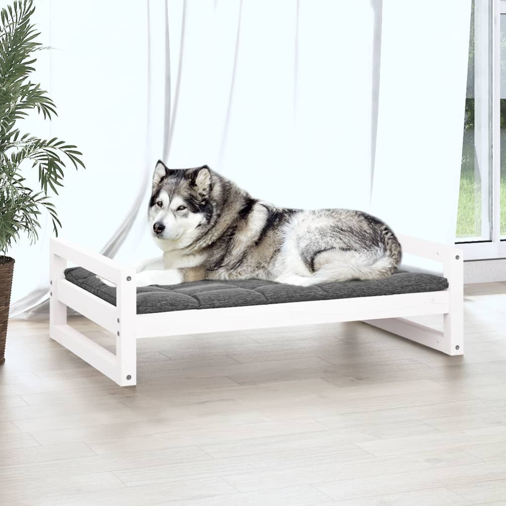 Hundebett Weiß 105,5x75,5x28 cm Massivholz Kiefer - Premium Hundebetten - Just €106.17! Shop now at homesales4u