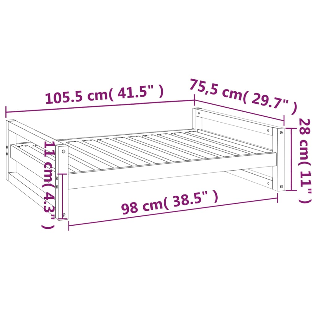Hundebett Weiß 105,5x75,5x28 cm Massivholz Kiefer - Premium Hundebetten - Just €106.17! Shop now at homesales4u