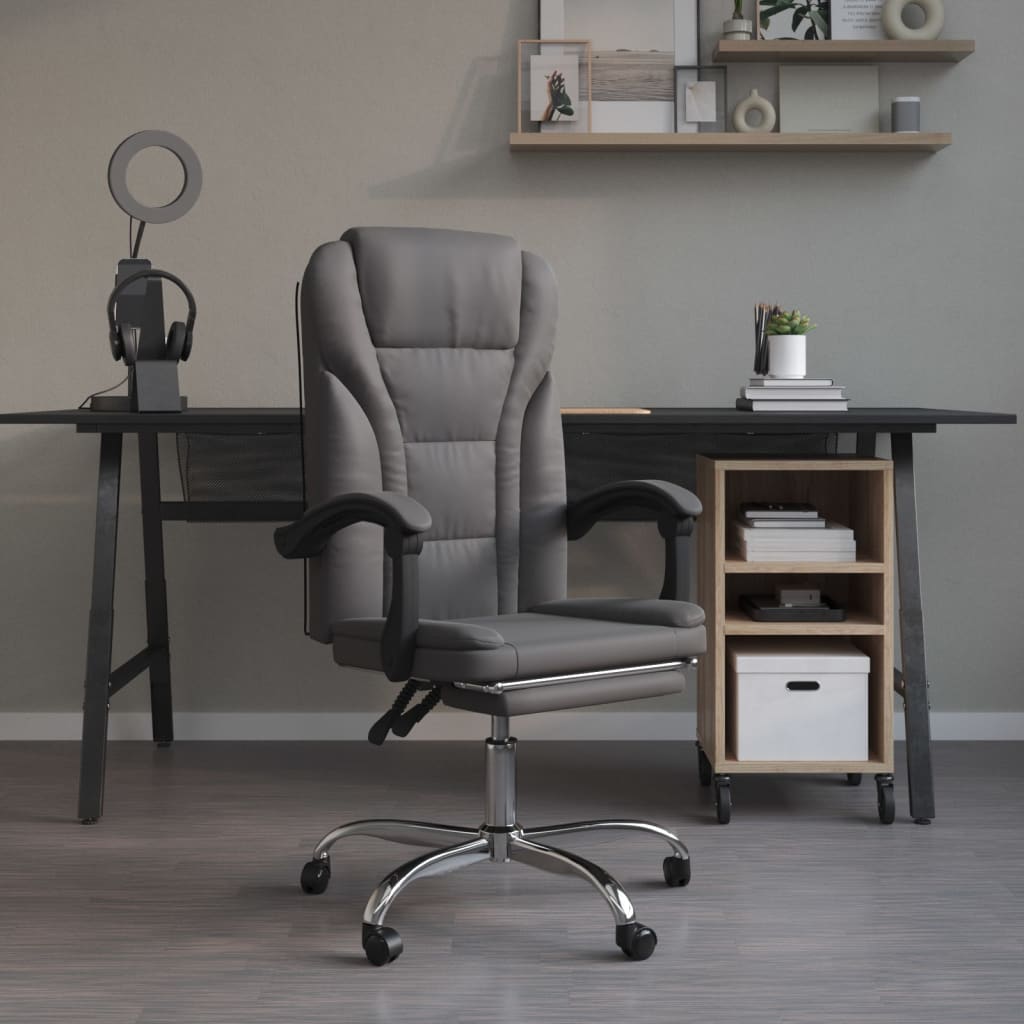 Bürostuhl mit Liegefunktion Grau Kunstleder - Premium Bürostühle - Just €141.93! Shop now at homesales4u