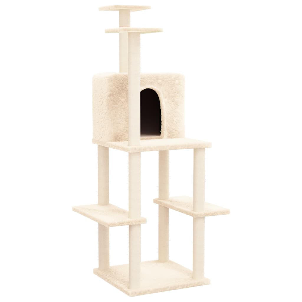 Kratzbaum mit Sisal-Kratzsäulen Creme 144,5 cm - Premium Kratzbäume - Just €74.24! Shop now at homesales4u