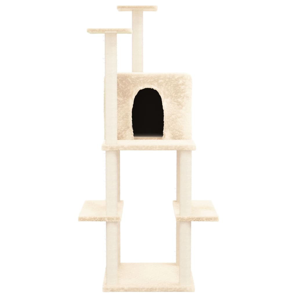 Kratzbaum mit Sisal-Kratzsäulen Creme 144,5 cm - Premium Kratzbäume - Just €74.24! Shop now at homesales4u