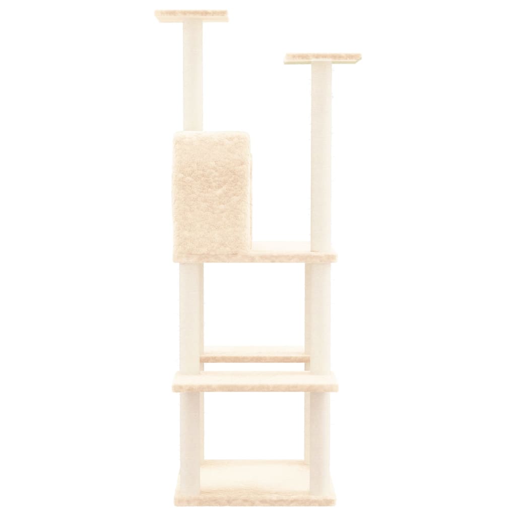 Kratzbaum mit Sisal-Kratzsäulen Creme 144,5 cm - Premium Kratzbäume - Just €74.24! Shop now at homesales4u