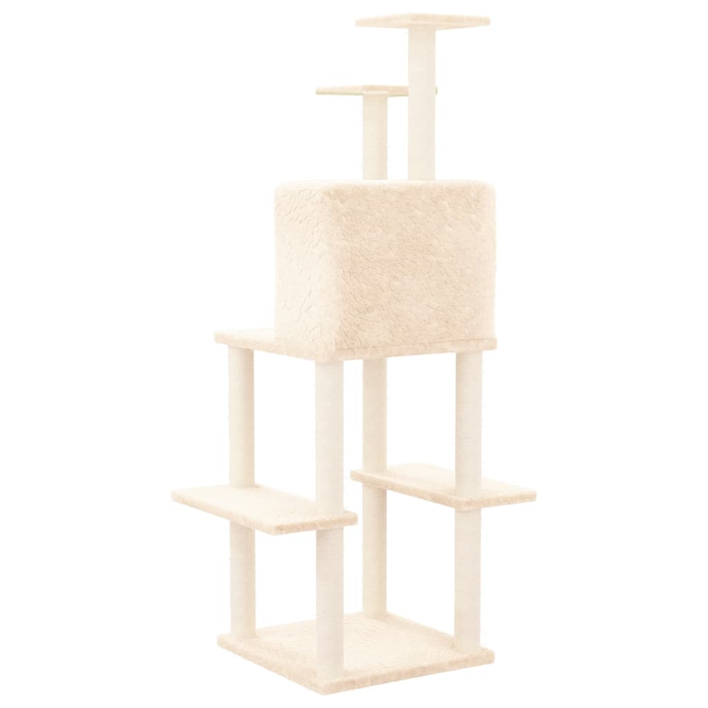 Kratzbaum mit Sisal-Kratzsäulen Creme 144,5 cm - Premium Kratzbäume - Just €74.24! Shop now at homesales4u