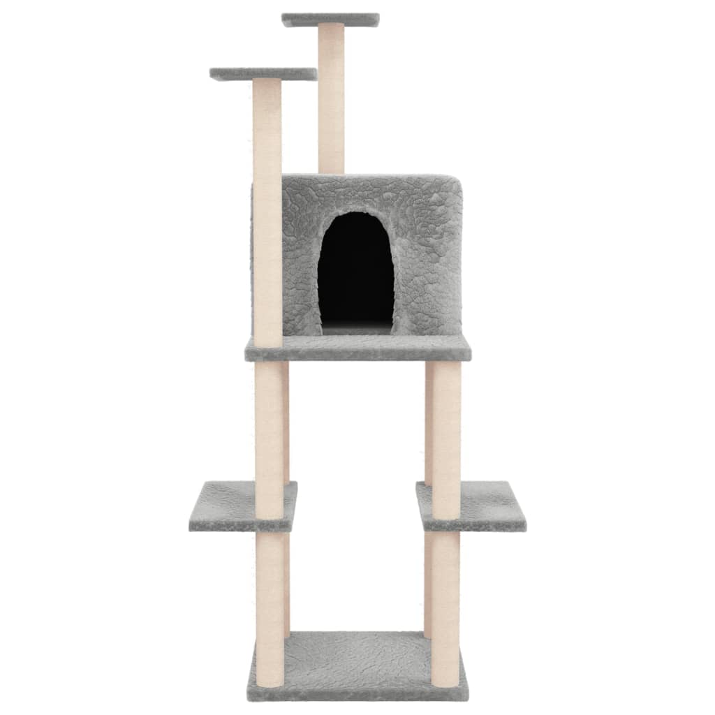Kratzbaum mit Sisal-Kratzsäulen Hellgrau 144,5 cm - Premium Kratzbäume - Just €67.77! Shop now at homesales4u