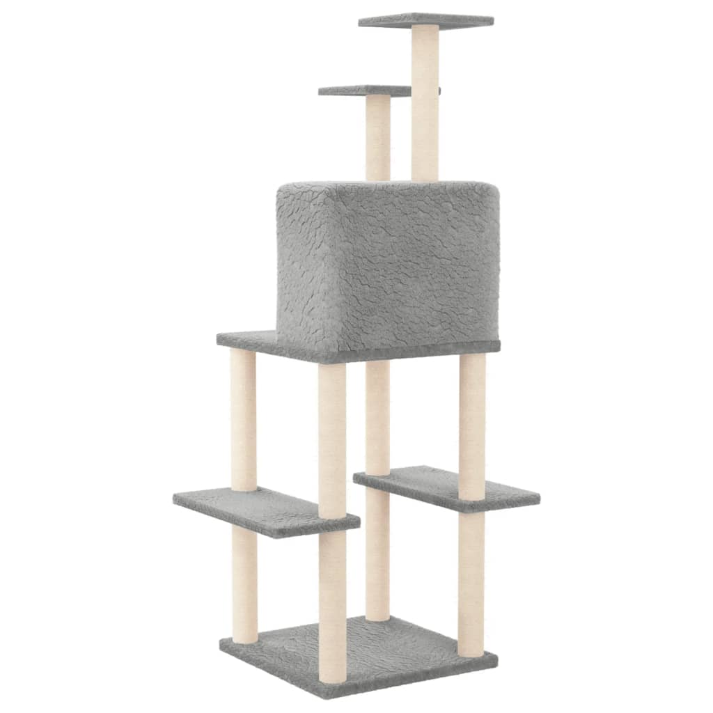 Kratzbaum mit Sisal-Kratzsäulen Hellgrau 144,5 cm - Premium Kratzbäume - Just €67.77! Shop now at homesales4u