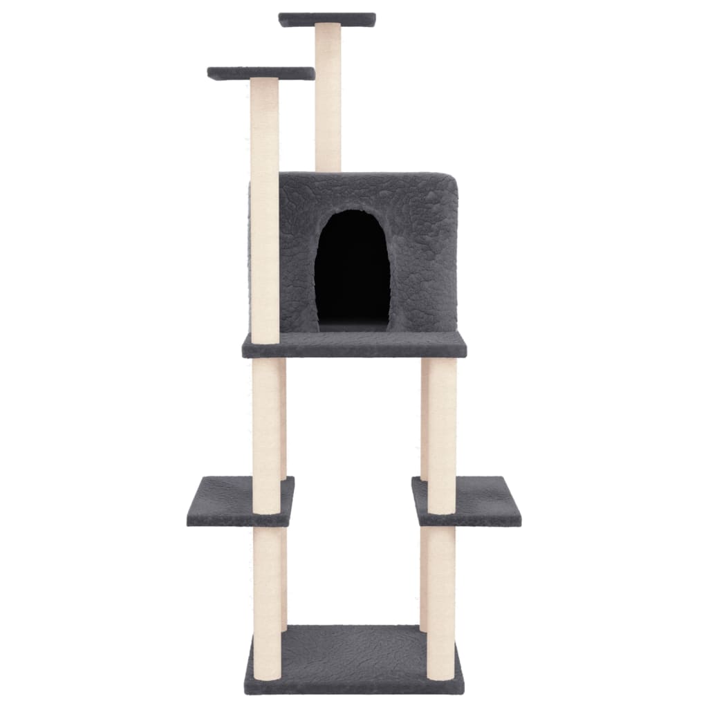 Kratzbaum mit Sisal-Kratzsäulen Dunkelgrau 144,5 cm - Premium Kratzbäume - Just €67.61! Shop now at homesales4u