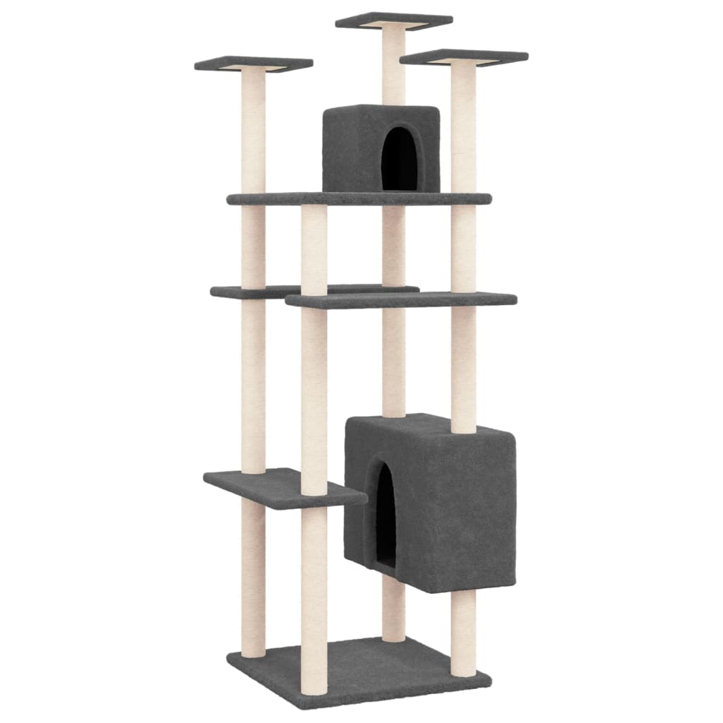 Kratzbaum mit Sisal-Kratzsäulen Dunkelgrau 162 cm - Premium Kratzbäume - Just €75.73! Shop now at homesales4u