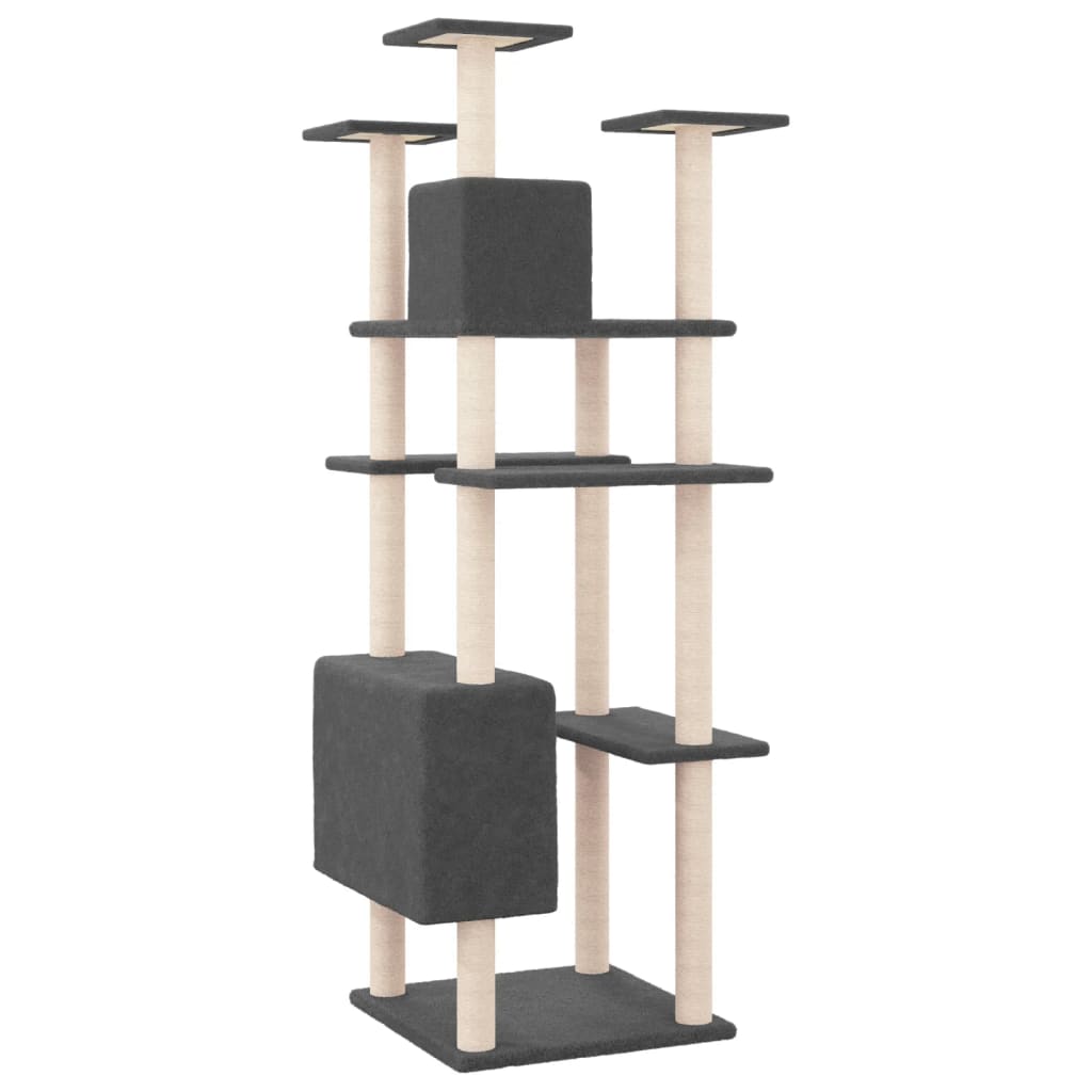 Kratzbaum mit Sisal-Kratzsäulen Dunkelgrau 162 cm - Premium Kratzbäume - Just €75.73! Shop now at homesales4u