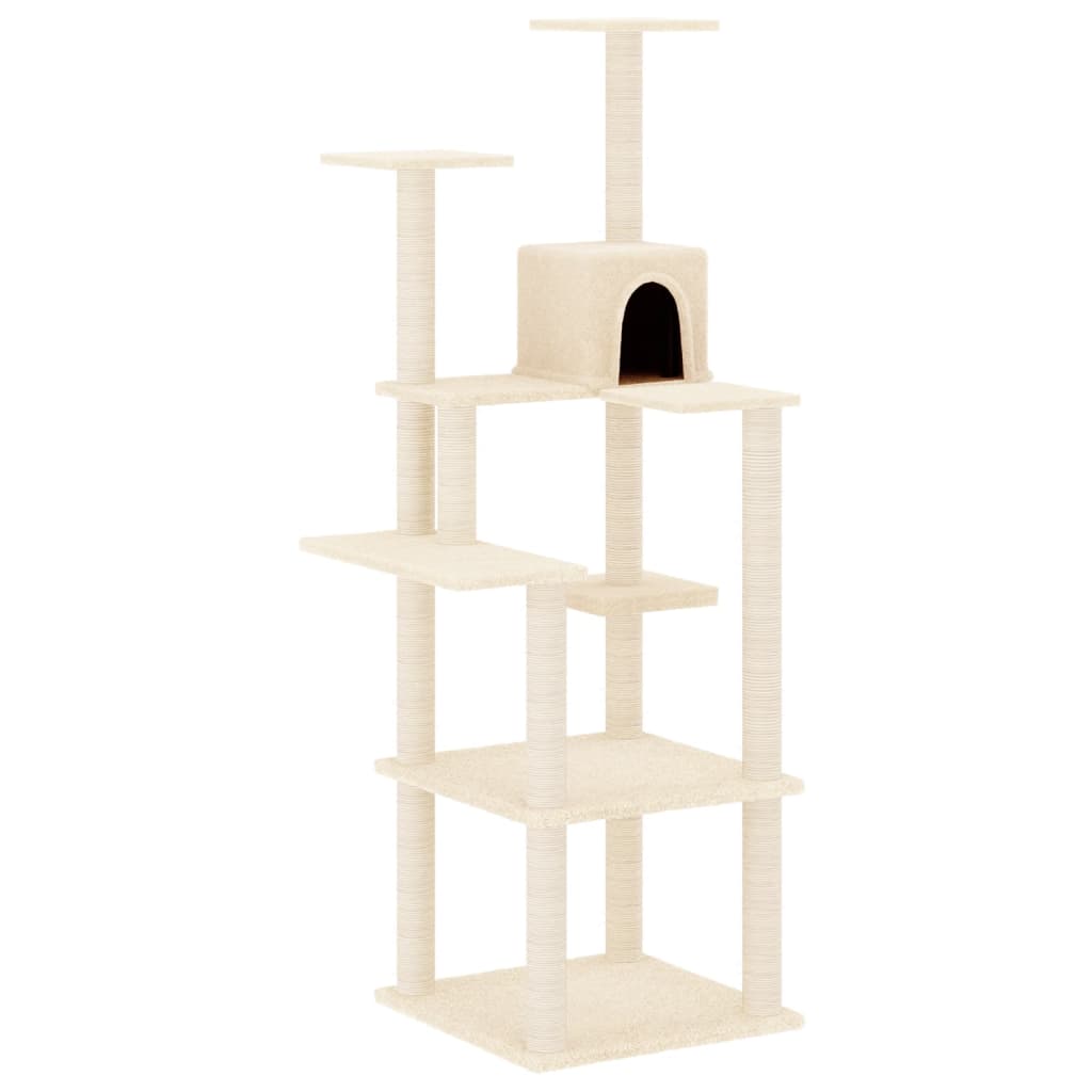 Kratzbaum mit Sisal-Kratzsäulen Creme 153 cm - Premium Kratzbäume - Just €74.80! Shop now at homesales4u
