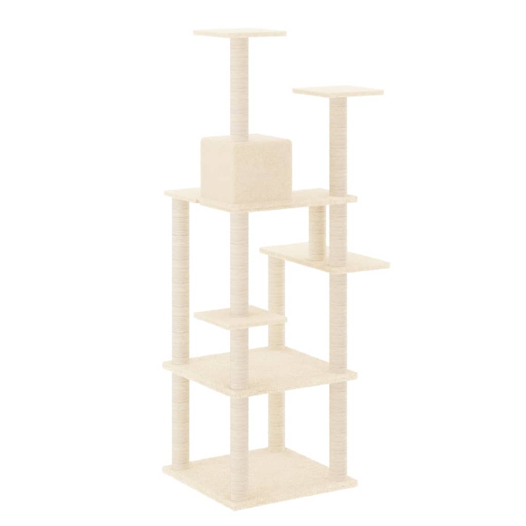Kratzbaum mit Sisal-Kratzsäulen Creme 153 cm - Premium Kratzbäume - Just €74.80! Shop now at homesales4u