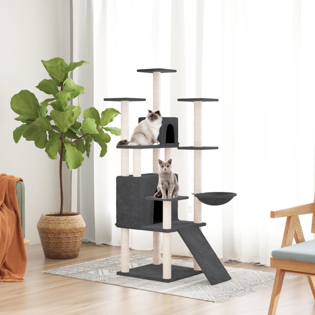 Kratzbaum mit Sisal-Kratzsäulen Dunkelgrau 154 cm - Premium Kratzbäume - Just €99.18! Shop now at homesales4u