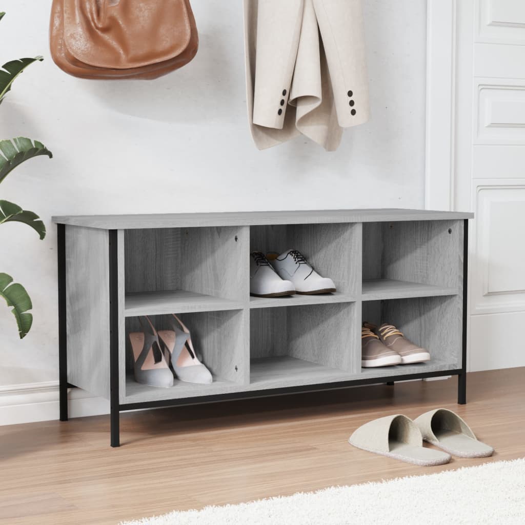 Schuhregal Grau Sonoma 100x35x50 cm Holzwerkstoff - Premium Schuhregale & -schränke - Just €71.55! Shop now at homesales4u