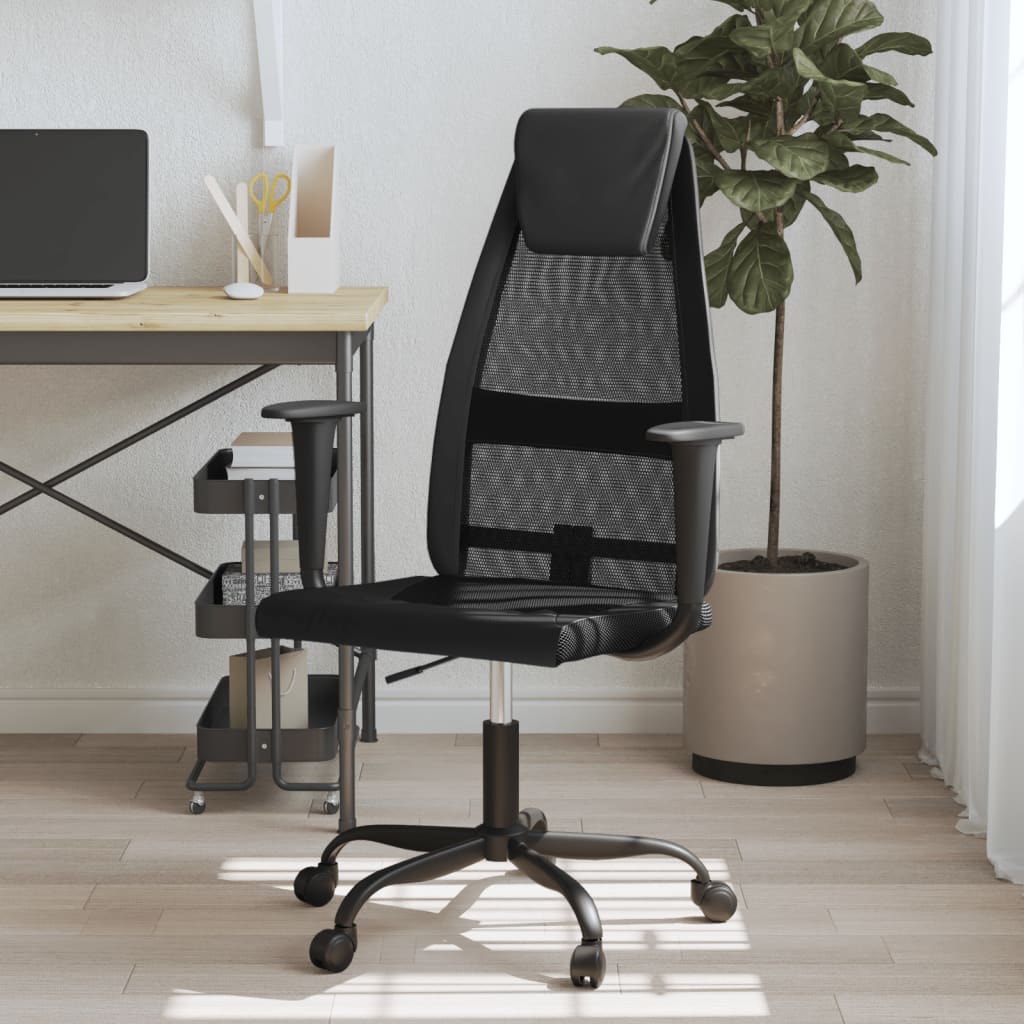 Bürostuhl Höhenverstellbar Schwarz Netzstoff und Kunstleder - Premium Bürostühle - Just €103.59! Shop now at homesales4u