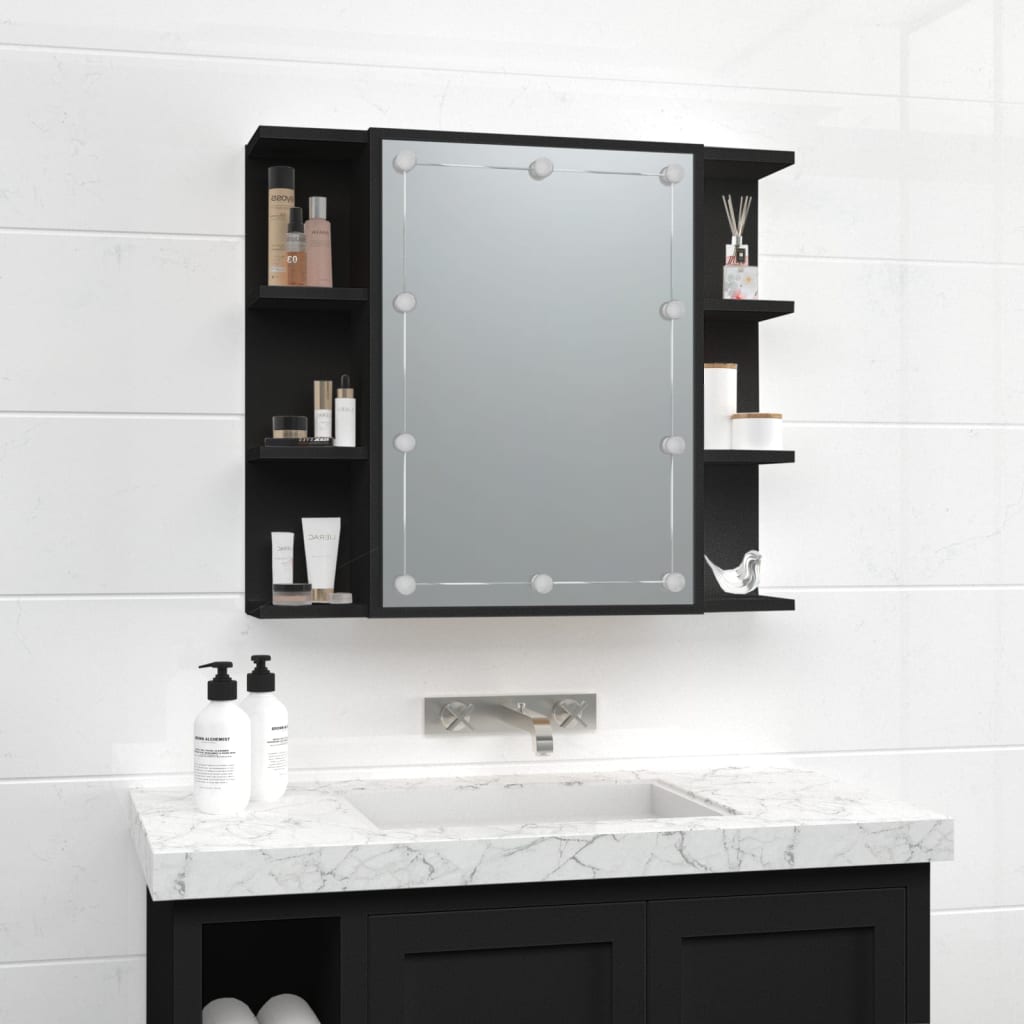 Spiegelschrank mit LED Schwarz 70x16,5x60 cm - Premium Badezimmerwaschtische - Just €91.65! Shop now at homesales4u