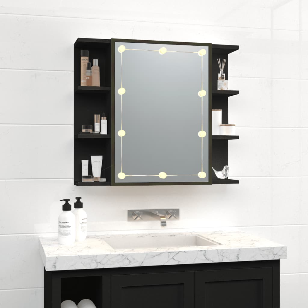 Spiegelschrank mit LED Schwarz 70x16,5x60 cm - Premium Badezimmerwaschtische - Just €91.65! Shop now at homesales4u