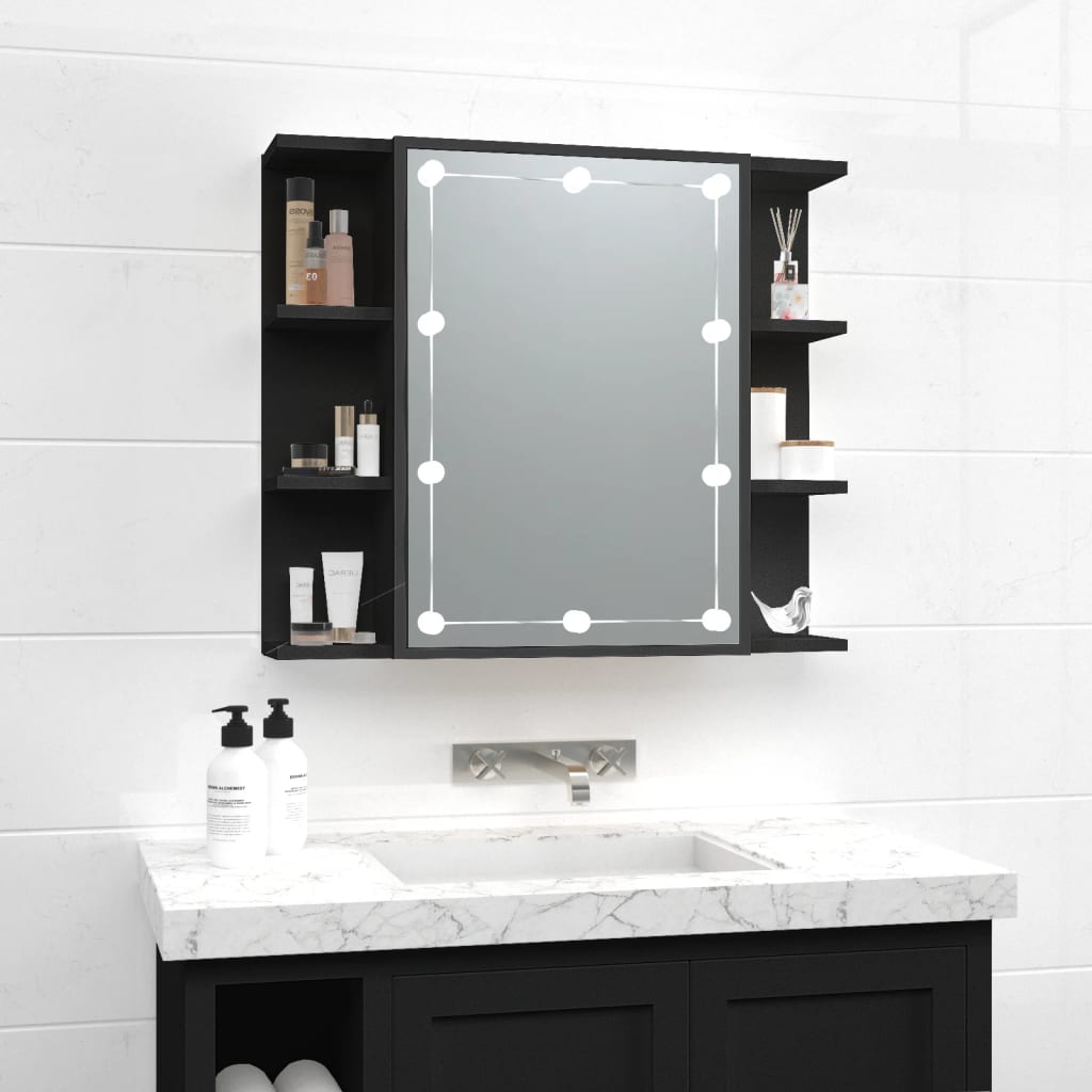 Spiegelschrank mit LED Schwarz 70x16,5x60 cm - Premium Badezimmerwaschtische - Just €91.65! Shop now at homesales4u